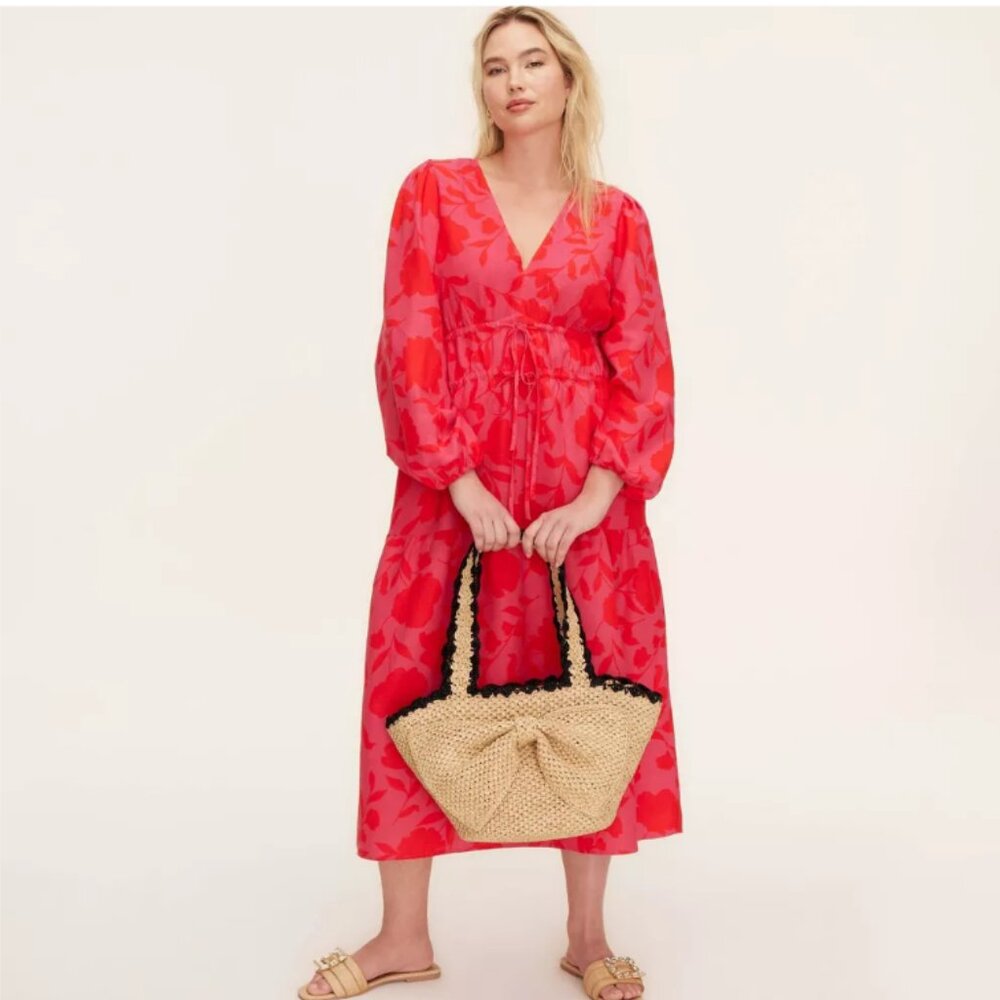 Kate Spade x Target Classic Rose Linen Long Sleeve Maxi Dress